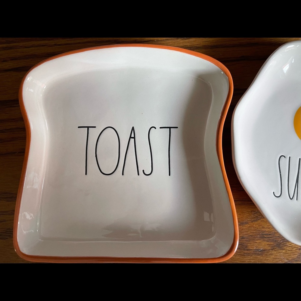 Rae Dunn toast & Sunny egg plate .
